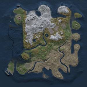 Thumbnail Rust Map: Procedural Map, Size: 3750, Seed: 1728034779, 14 Monuments