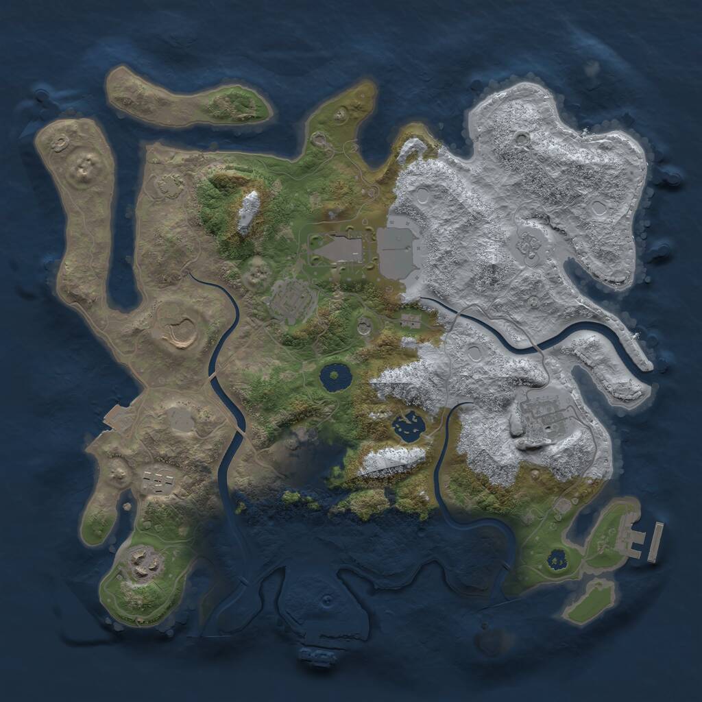 Rust Map: Procedural Map, Size: 3500, Seed: 45256, 14 Monuments