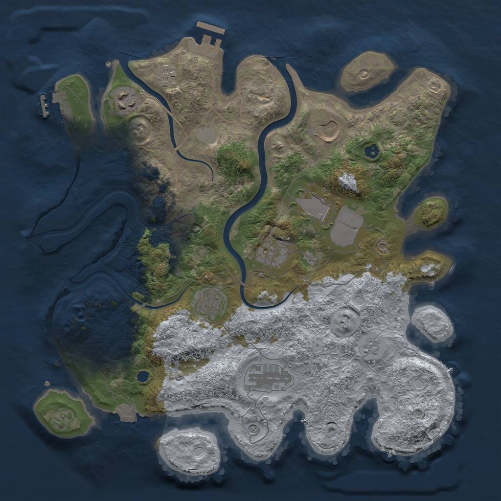 Rust Map: Procedural Map, Size: 3500, Seed: 1525701773, 13 Monuments