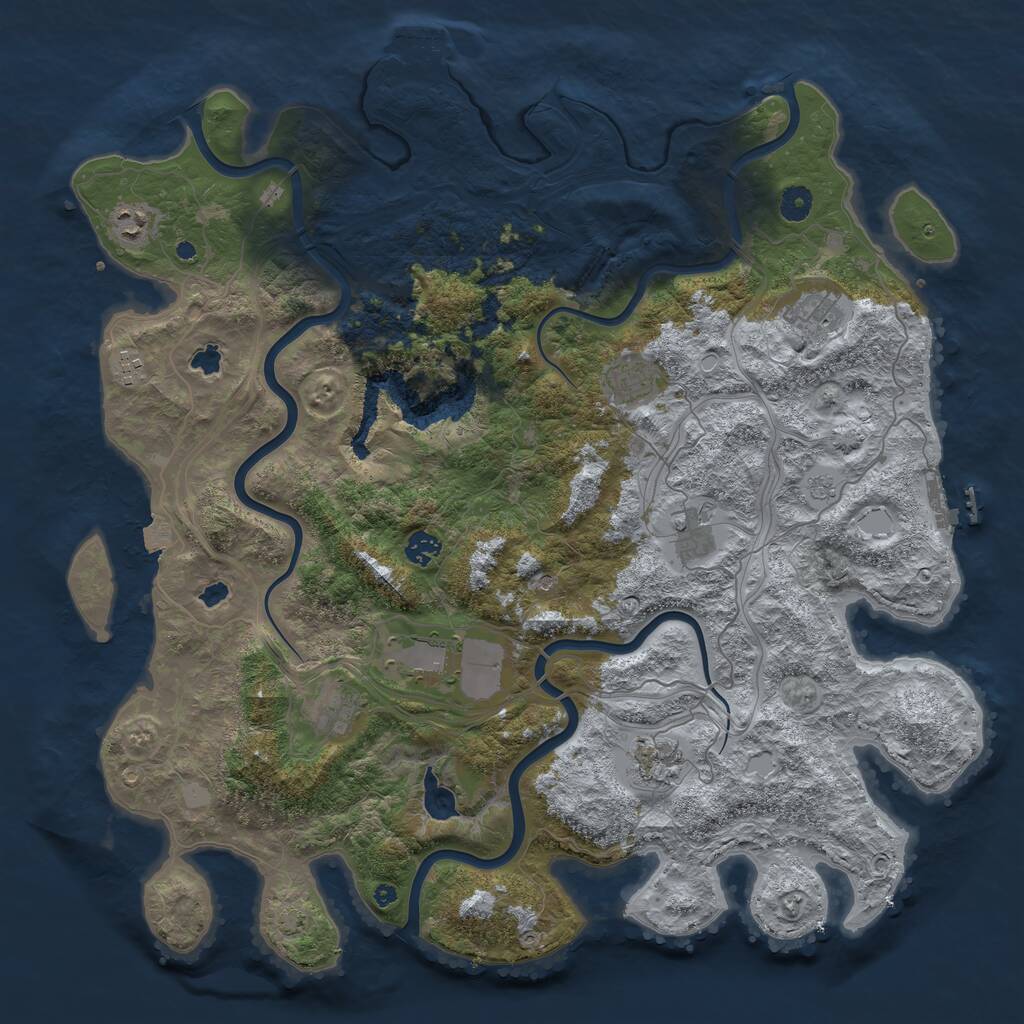 Rust Map: Procedural Map, Size: 4500, Seed: 264745854, 15 Monuments