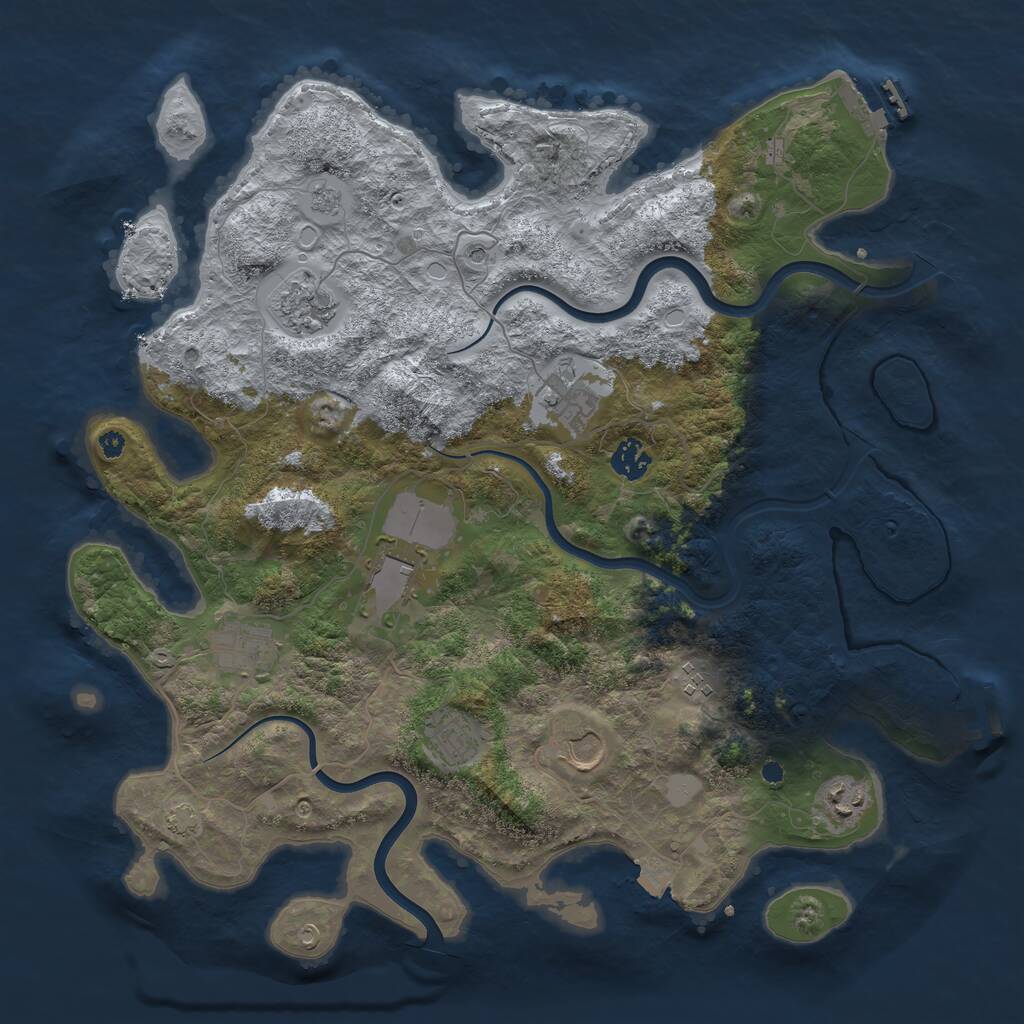 Rust Map: Procedural Map, Size: 3950, Seed: 1038743303, 15 Monuments