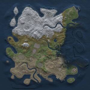 Thumbnail Rust Map: Procedural Map, Size: 3950, Seed: 1038743303, 15 Monuments