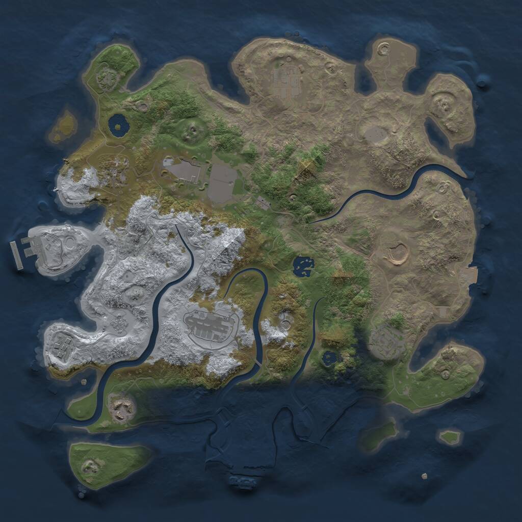 Rust Map: Procedural Map, Size: 3600, Seed: 1285345994, 15 Monuments