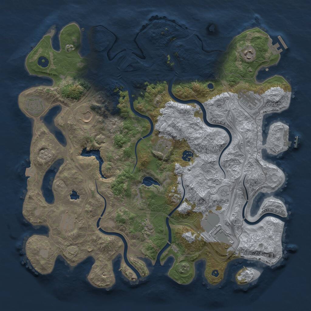 Rust Map: Procedural Map, Size: 4250, Seed: 1124944622, 16 Monuments