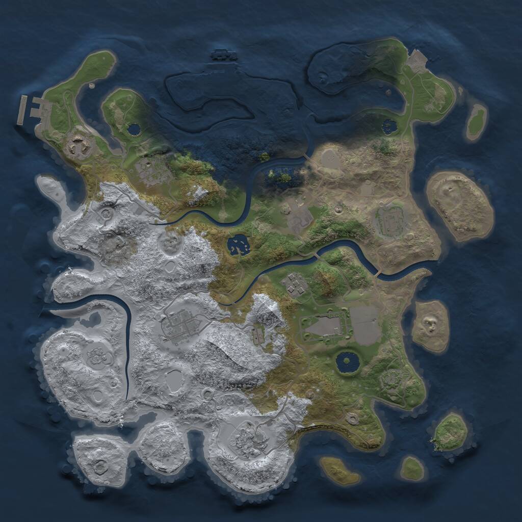 Rust Map: Procedural Map, Size: 3500, Seed: 303449948, 15 Monuments