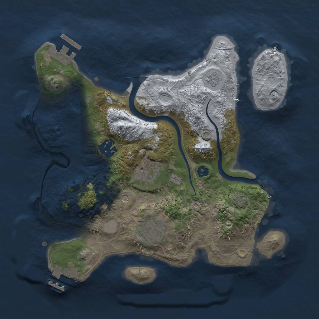 Rust Map: Procedural Map, Size: 2750, Seed: 1775162178, 9 Monuments