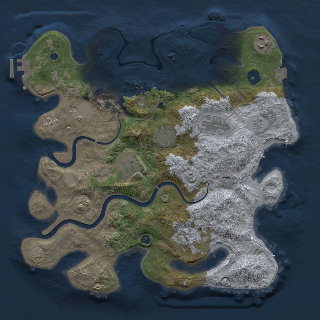 Rust Map: Procedural Map, Size: 3450, Seed: 5467, 13 Monuments