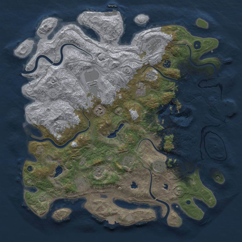 Rust Map: Procedural Map, Size: 4500, Seed: 630732137, 16 Monuments
