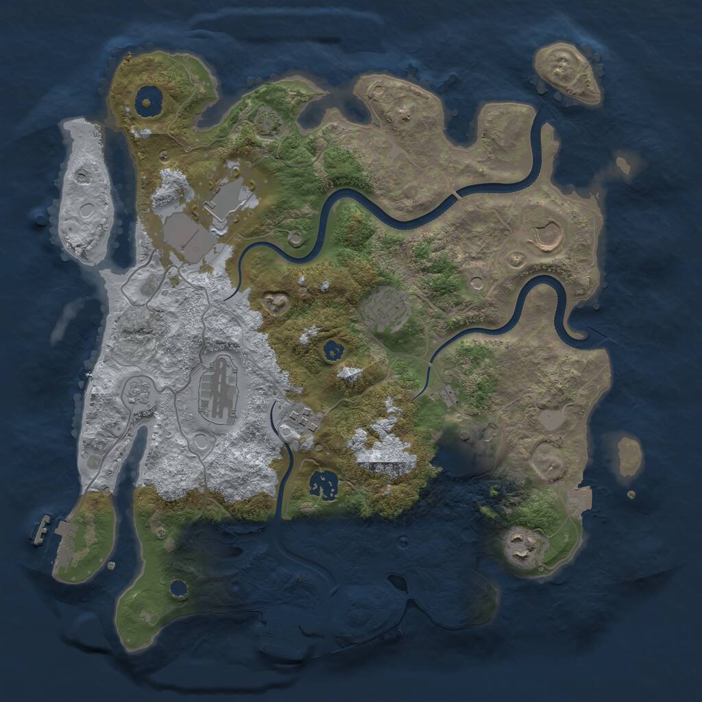 Rust Map: Procedural Map, Size: 3500, Seed: 729383, 14 Monuments