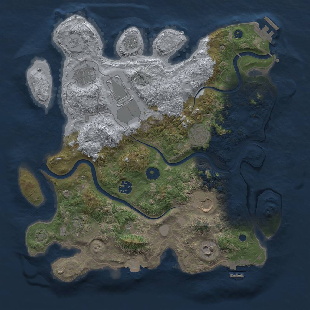 Rust Map: Procedural Map, Size: 3500, Seed: 14151, 14 Monuments