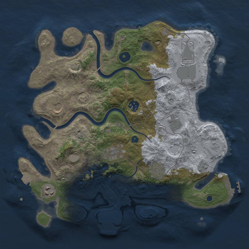 Rust Map: Procedural Map, Size: 3500, Seed: 1204549374, 14 Monuments