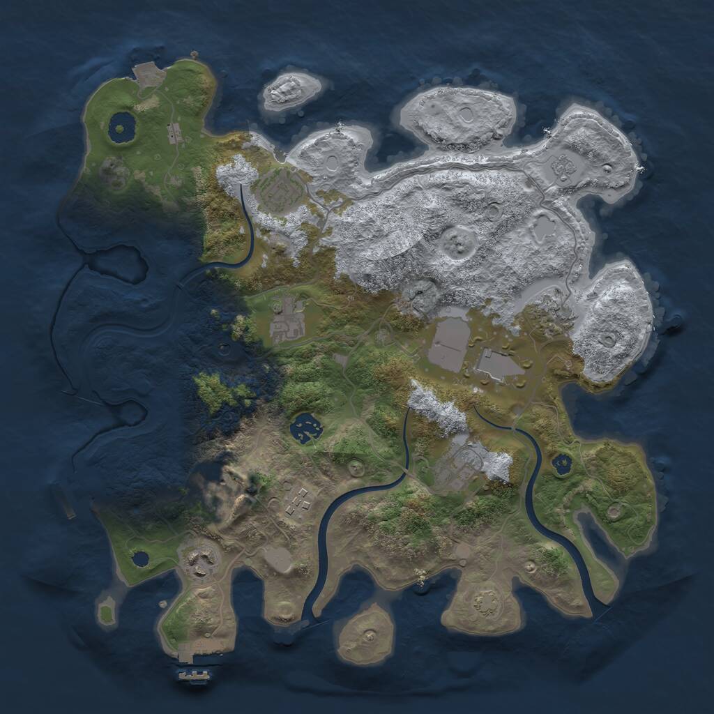 Rust Map: Procedural Map, Size: 3599, Seed: 625851350, 15 Monuments