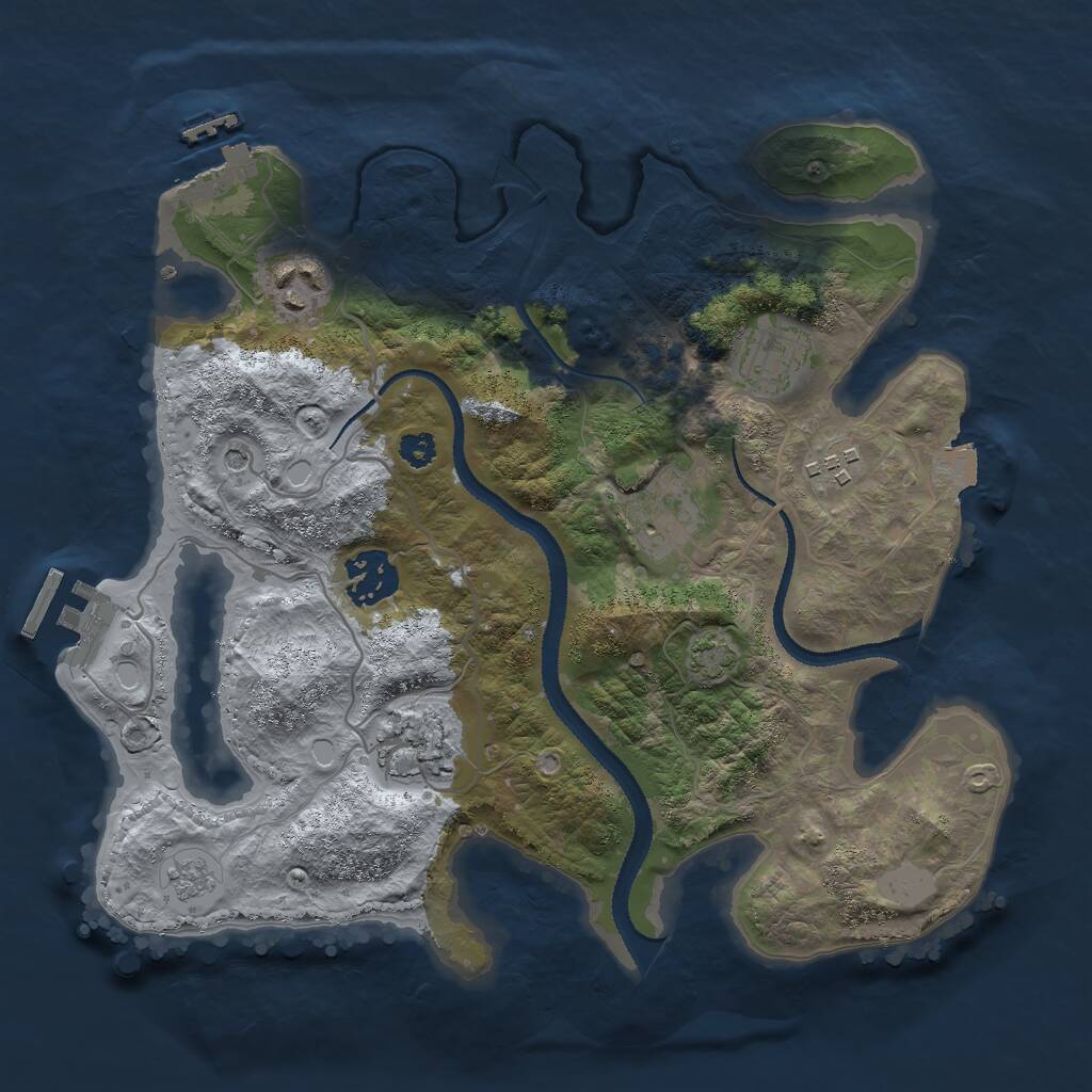 Rust Map: Procedural Map, Size: 3000, Seed: 1276113861, 12 Monuments