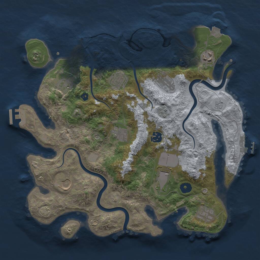 Rust Map: Procedural Map, Size: 3500, Seed: 1485284368, 16 Monuments