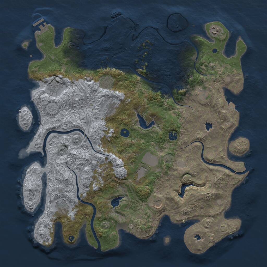 Rust Map: Procedural Map, Size: 4500, Seed: 21314432, 17 Monuments