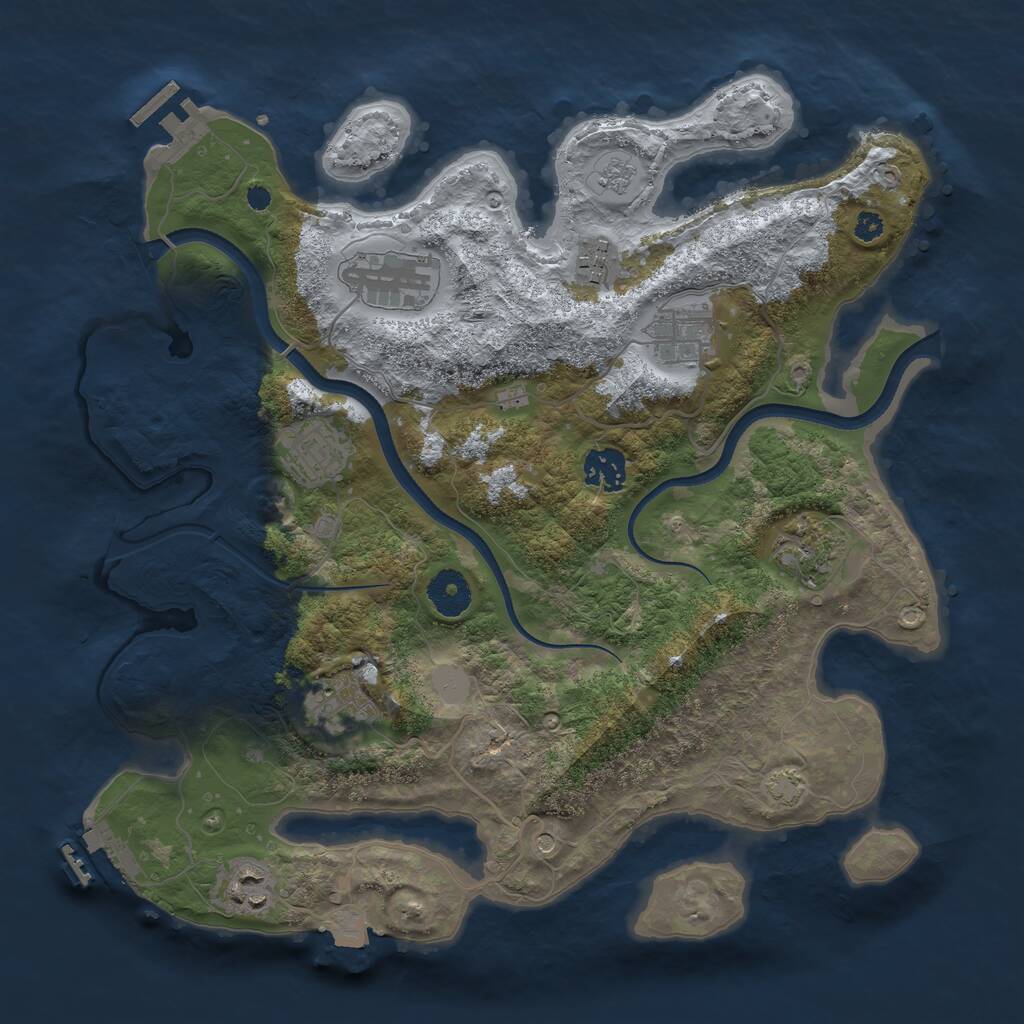 Rust Map: Procedural Map, Size: 3500, Seed: 1525650604, 14 Monuments