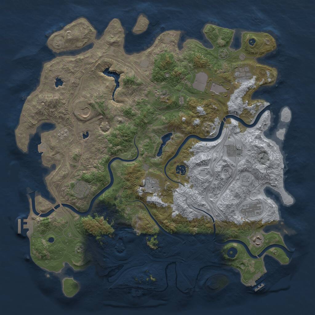 Rust Map: Procedural Map, Size: 4500, Seed: 157426091, 17 Monuments