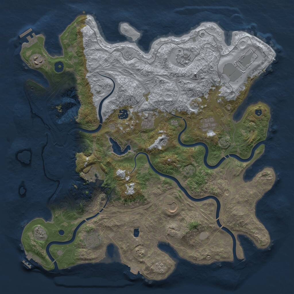 Rust Map: Procedural Map, Size: 4250, Seed: 365720007, 16 Monuments