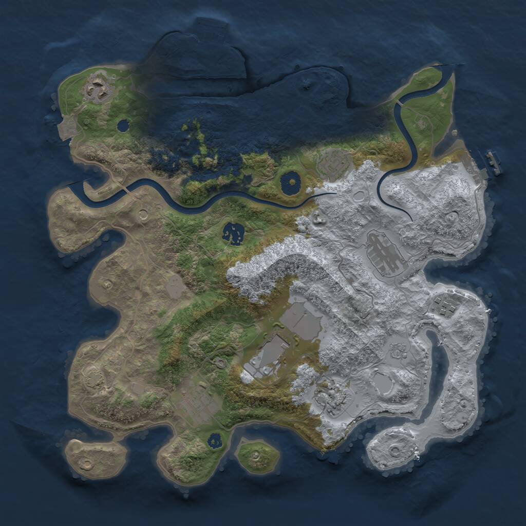 Rust Map: Procedural Map, Size: 3500, Seed: 1059004752, 14 Monuments