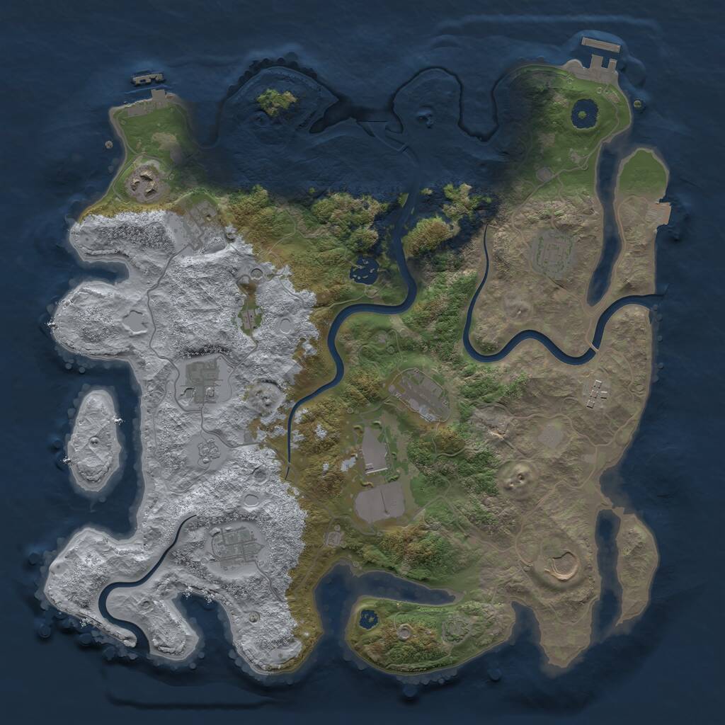 Rust Map: Procedural Map, Size: 3800, Seed: 376939032, 16 Monuments