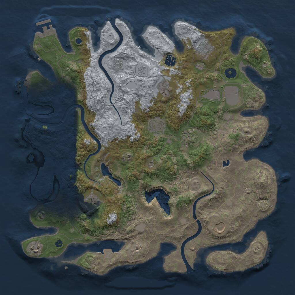 Rust Map: Procedural Map, Size: 4000, Seed: 1823799337, 16 Monuments