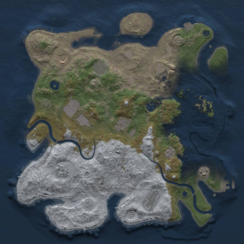 Rust Map: Procedural Map, Size: 3750, Seed: 1107955880, 16 Monuments