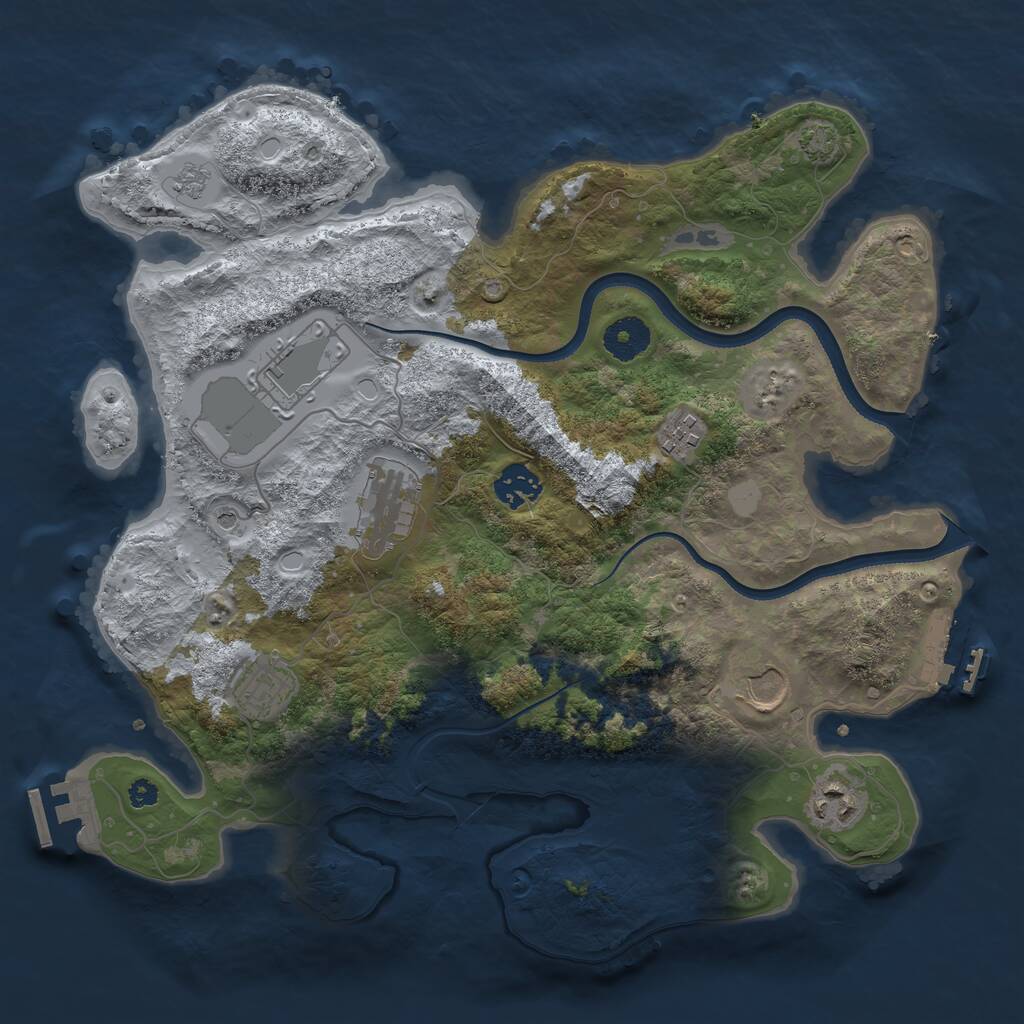Rust Map: Procedural Map, Size: 3500, Seed: 214165784, 13 Monuments