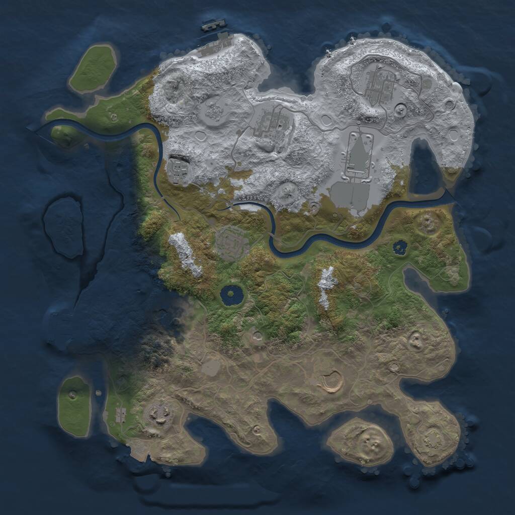 Rust Map: Procedural Map, Size: 3500, Seed: 265666029, 14 Monuments
