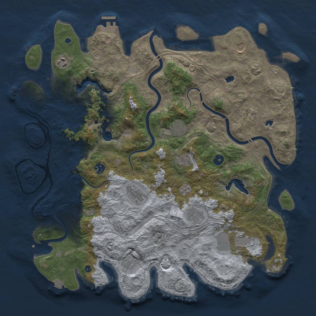 Rust Map: Procedural Map, Size: 4500, Seed: 37543, 17 Monuments