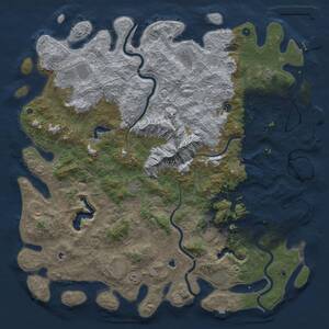 Thumbnail Rust Map: Procedural Map, Size: 6000, Seed: 1285615740, 17 Monuments