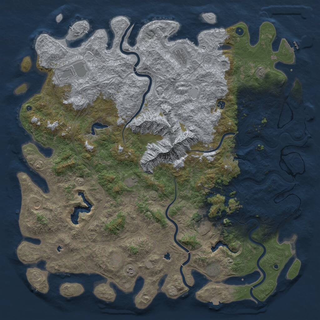 Rust Map: Procedural Map, Size: 6000, Seed: 1285615740, 17 Monuments