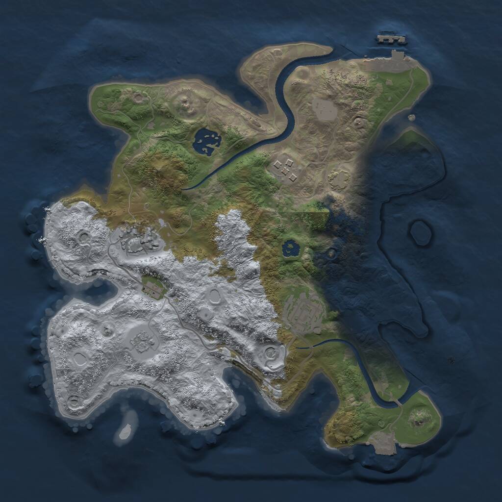 Rust Map: Procedural Map, Size: 2800, Seed: 1695285746, 9 Monuments
