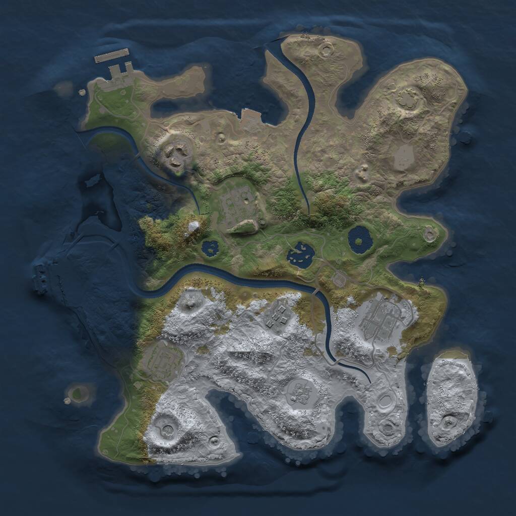 Rust Map: Procedural Map, Size: 3000, Seed: 2082283282, 12 Monuments