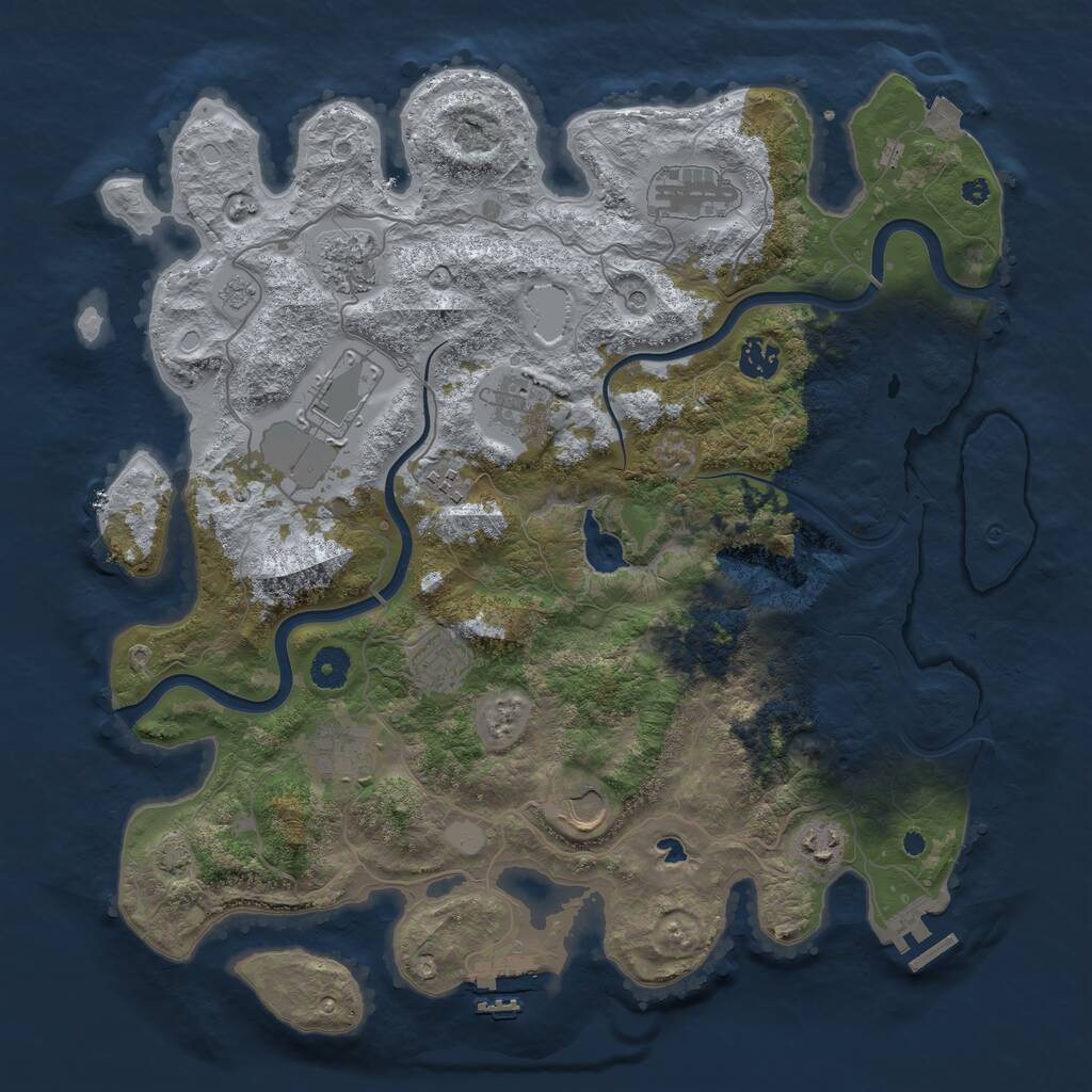 Rust Map: Procedural Map, Size: 4000, Seed: 990370, 16 Monuments