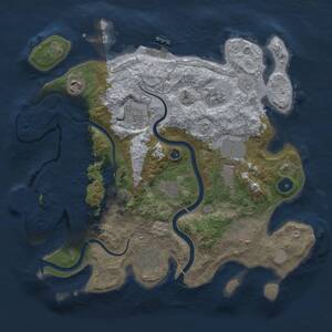 Thumbnail Rust Map: Procedural Map, Size: 3500, Seed: 1491462942, 14 Monuments