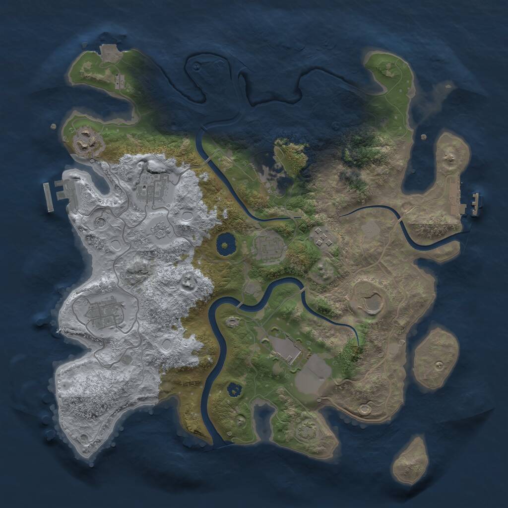 Rust Map: Procedural Map, Size: 3500, Seed: 1827394217, 14 Monuments