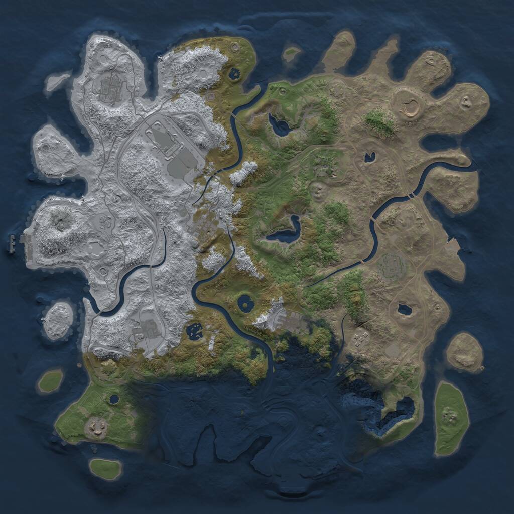 Rust Map: Procedural Map, Size: 4500, Seed: 2062314963, 17 Monuments