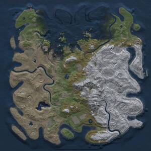 Thumbnail Rust Map: Procedural Map, Size: 5000, Seed: 201142442, 17 Monuments