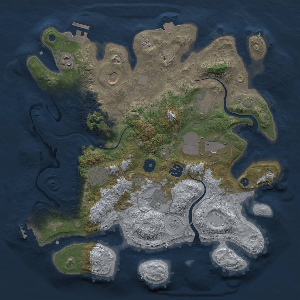 Rust Map: Procedural Map, Size: 3500, Seed: 1871537893, 14 Monuments