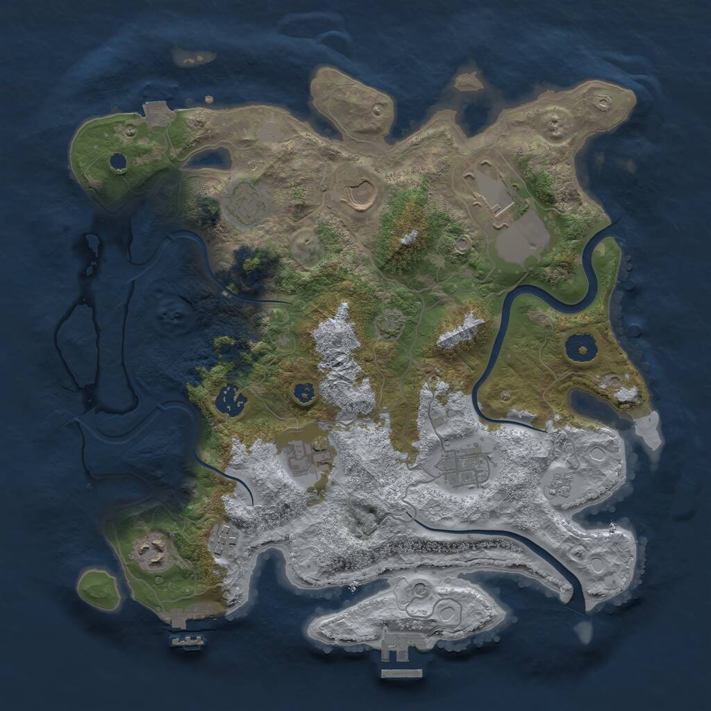 Rust Map: Procedural Map, Size: 3500, Seed: 6040, 14 Monuments