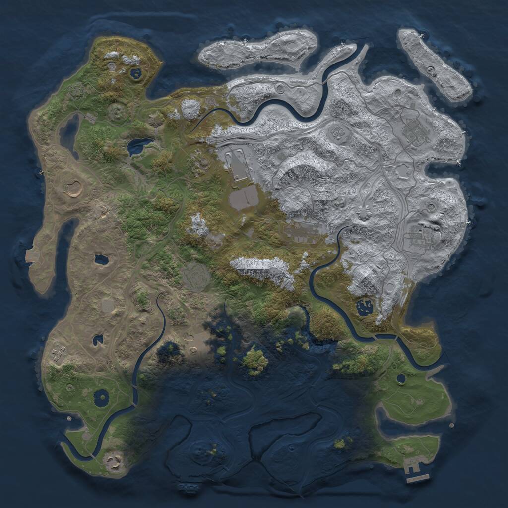 Rust Map: Procedural Map, Size: 4500, Seed: 1999216008, 17 Monuments