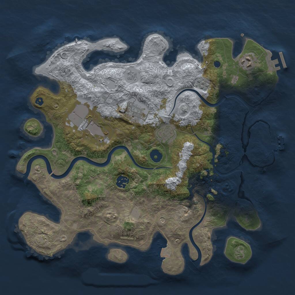 Rust Map: Procedural Map, Size: 3600, Seed: 240674420, 12 Monuments