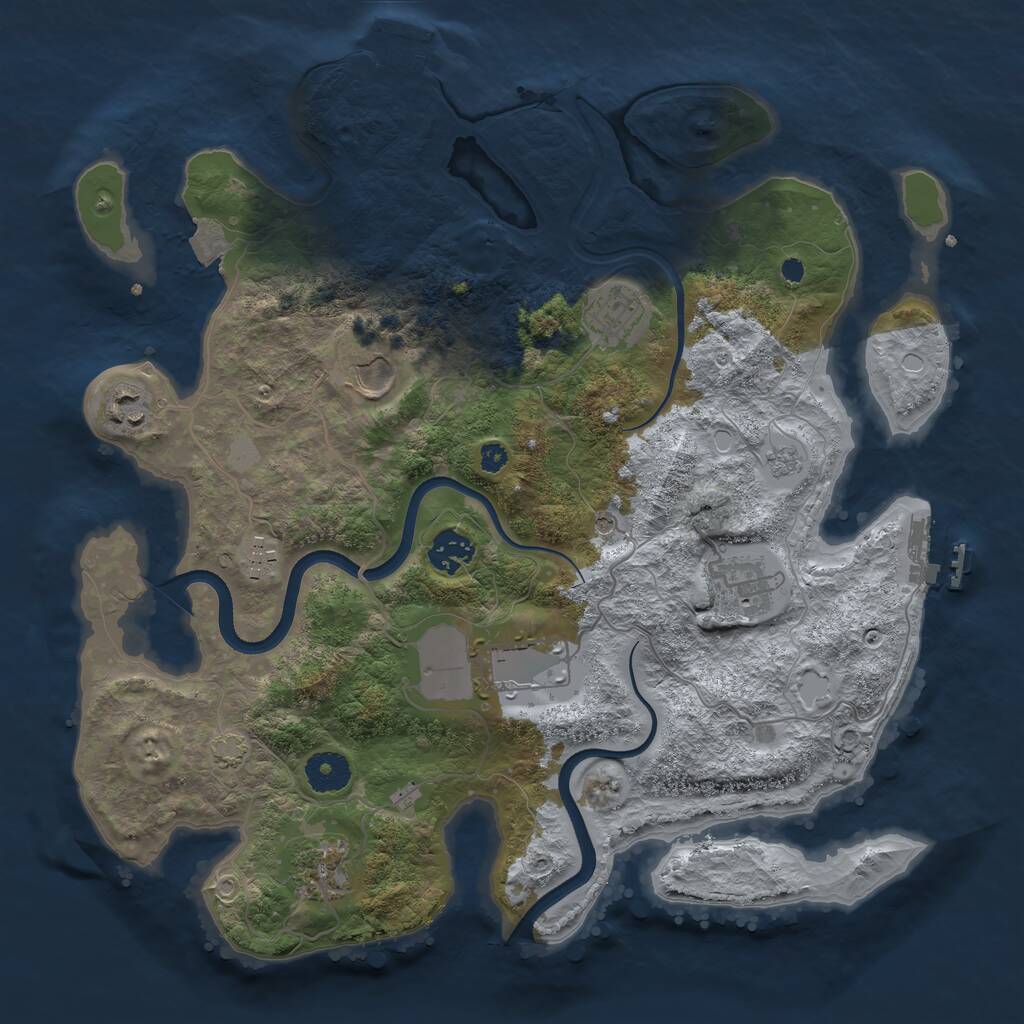 Rust Map: Procedural Map, Size: 3600, Seed: 311023229, 14 Monuments