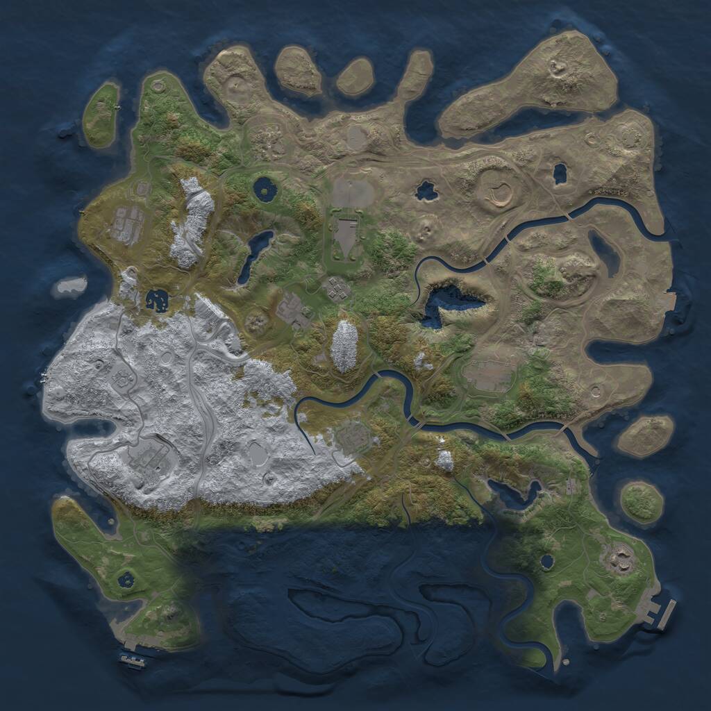 Rust Map: Procedural Map, Size: 4500, Seed: 1834212956, 17 Monuments