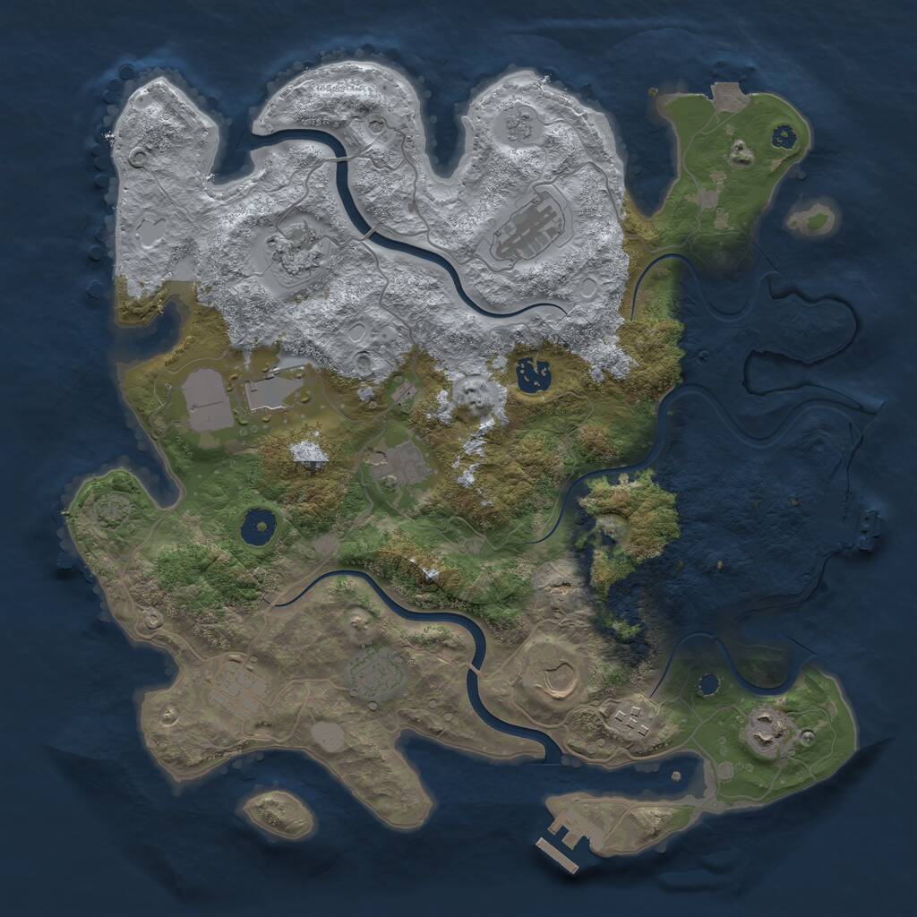 Rust Map: Procedural Map, Size: 3800, Seed: 50002, 16 Monuments