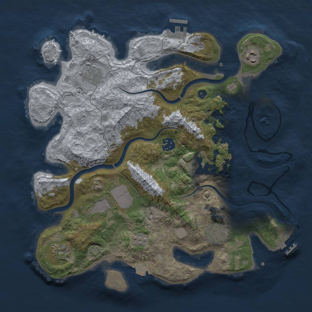 Rust Map: Procedural Map, Size: 3500, Seed: 315358321, 14 Monuments
