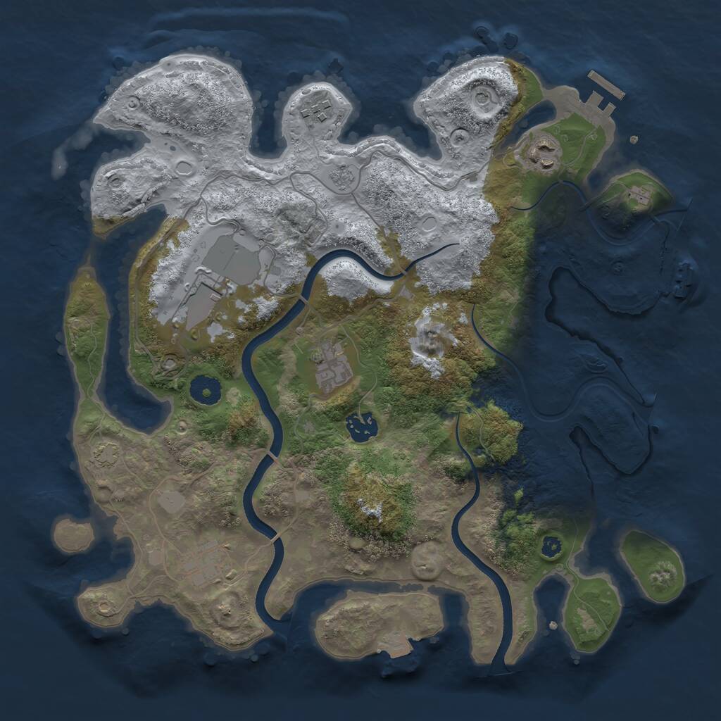 Rust Map: Procedural Map, Size: 3500, Seed: 39386, 12 Monuments