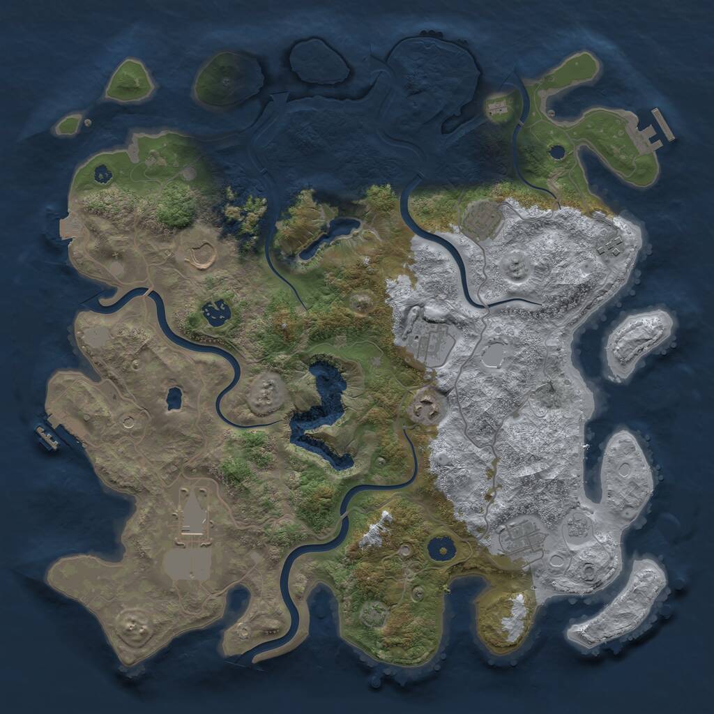 Rust Map: Procedural Map, Size: 4000, Seed: 2021835433, 14 Monuments