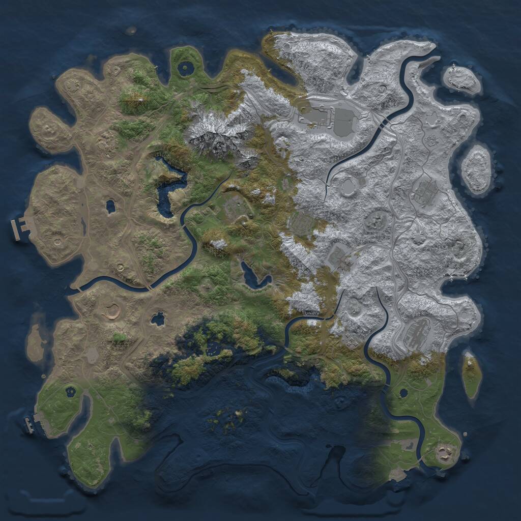 Rust Map: Procedural Map, Size: 5000, Seed: 344557158, 17 Monuments