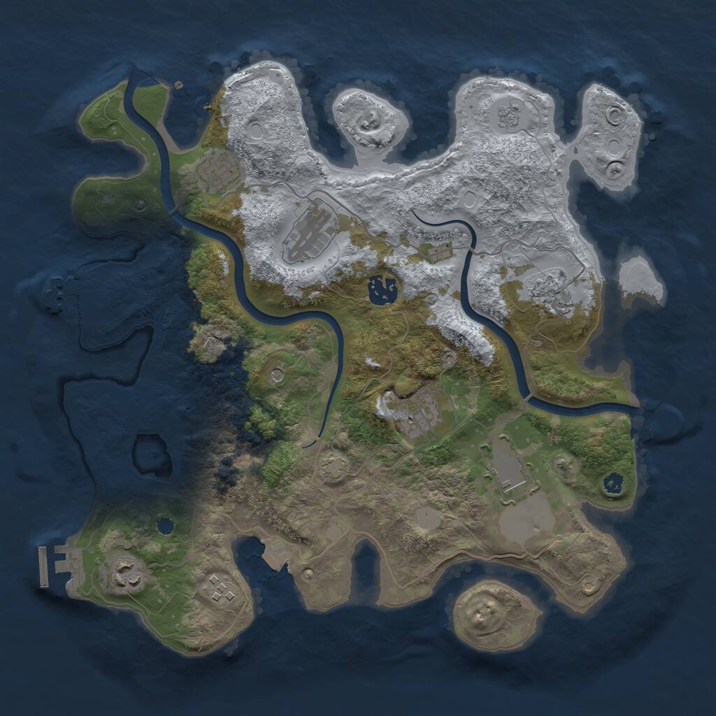 Rust Map: Procedural Map, Size: 3500, Seed: 544652230, 14 Monuments